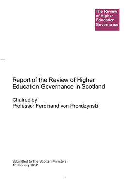 Report of the Review of Higher Education Governance in Scotland