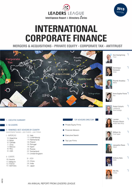 International Corporate Finance Mergers & Acquisitions - Private Equity - Corporate Tax - Antitrust