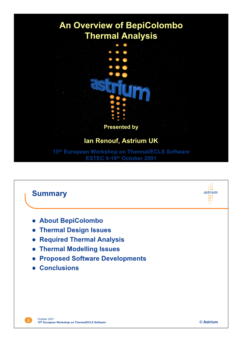 An Overview of Bepicolombo Thermal Analysis