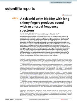 A Sciaenid Swim Bladder with Long Skinny Fingers Produces Sound With