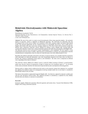 Relativistic Electrodynamics with Minkowski Spacetime Algebra