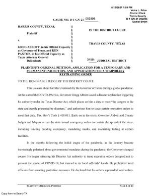 HARRIS COUNTY, TEXAS, § § in the DISTRICT COURT Plaintiff § § V