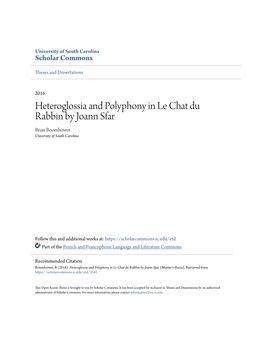 Heteroglossia and Polyphony in Le Chat Du Rabbin by Joann Sfar Brian Boomhower University of South Carolina