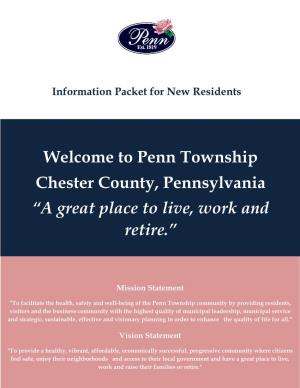 Penn Township Chester County, Pennsylvania “A Great Place to Live