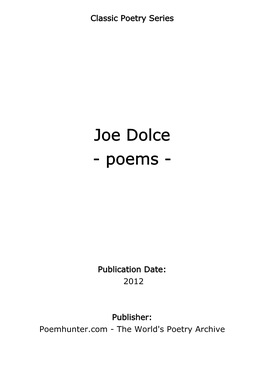 Joe Dolce - Poems