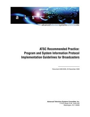 Program and System Information Protocol Implementation Guidelines for Broadcasters