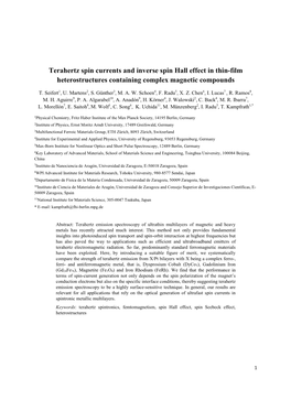 Terahertz Spin Currents and Inverse Spin Hall Effect in Thin-Film Heterostructures Containing Complex Magnetic Compounds