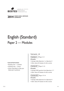 2014 HSC English (Standard) Paper 2