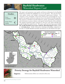 Bayfield Headwaters Watershed Report Card