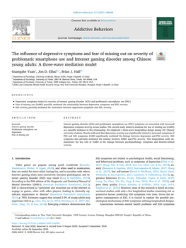 The Influence of Depressive Symptoms and Fear of Missing out on Severity of Problematic Smartphone Use and Internet Gaming Disor