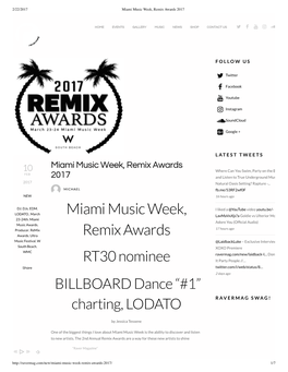 Miami Music Week, Remix Awards 2017