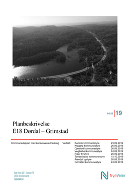 Planbeskrivelse E18 Dørdal – Grimstad