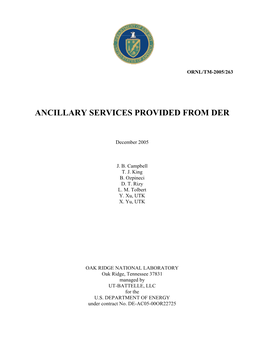 Ancillary Services Provided from Der
