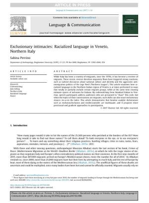 Exclusionary Intimacies: Racialized Language in Veneto, Northern Italy