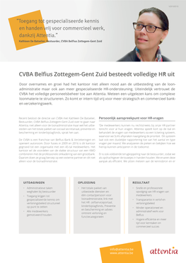 CVBA Belfius Zottegem-Gent Zuid Besteedt Volledige HR