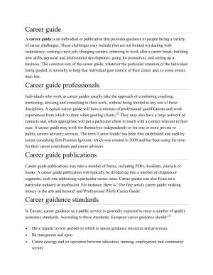 Career Guide Career Guide Professionals Career Guide Publications Career Guidance Standards