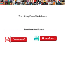 The Hiding Place Worksheets