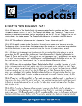 Beyond the Frame Symposium - Part 1