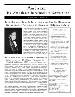 Amjazzintm the American Jazz Institute Newsletter
