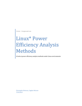 Linux* Power Efficiency Analysis Methods
