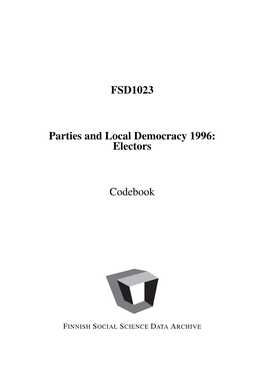 FSD1023 Parties and Local Democracy 1996: Electors Codebook