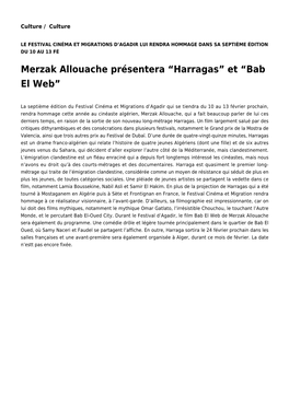 Merzak Allouache Présentera “Harragas” Et “Bab El Web”