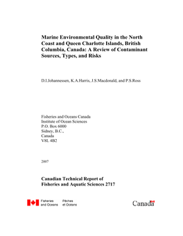 Marine Environmental Quality in the North Coast and Queen Charlotte Islands, British Columbia, Canada: a Review of Contaminant Sources, Types, and Risks