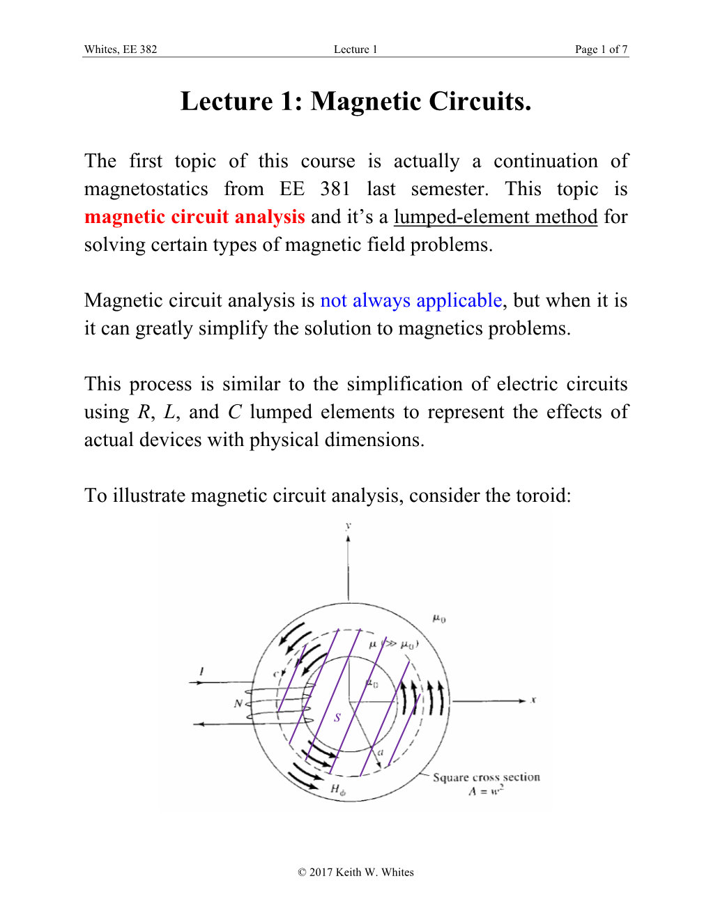 Lecture 1: Magnetic Circuits