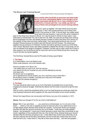 The Bruce Lee Training Secret by Grandmaster William Cheung (Australasian Blitz Magazine)