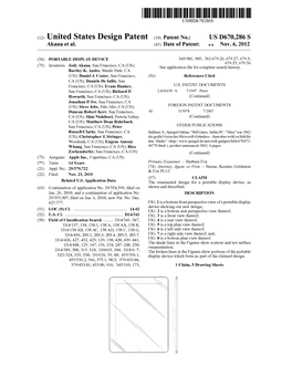 (12) United States Design Patent (10) Patent No.: US D670,286 S Akana Et Al