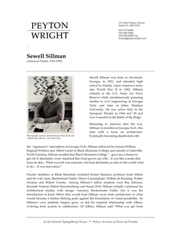 Sewell Sillman, Bio 6 29 12