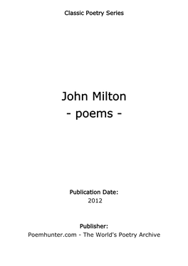 John Milton - Poems