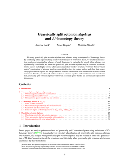 Generically Split Octonion Algebras and A1-Homotopy Theory