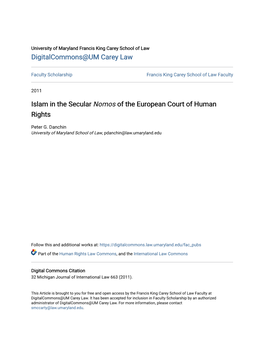 Nomos &lt;/Em&gt; of the European Court of Human Rights