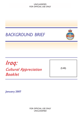 Iraq:Iraq: Culturalcultural Appreciationappreciation (S.40) Bookletbooklet