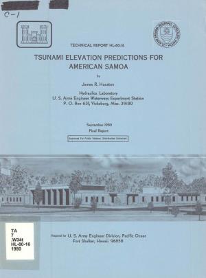 Tsunami Elevation Predictions for American Samoa