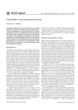 Gastroliths in an Ornithopod Dinosaur