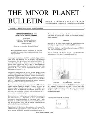 The Minor Planet Bulletin, 30(3), Pp