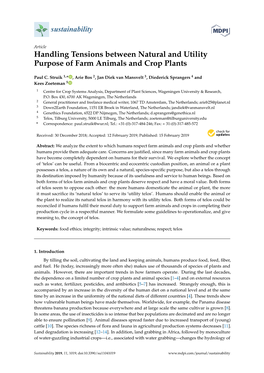 Handling Tensions Between Natural and Utility Purpose of Farm Animals and Crop Plants