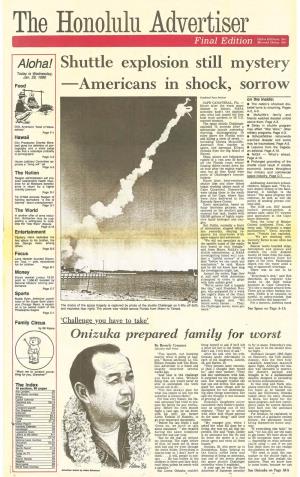 Shuttle Explosion Still Mystery Today Is Wednesday, Jan