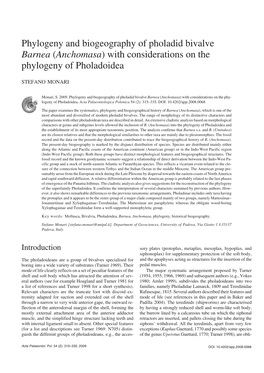 Phylogeny and Biogeography of Pholadid Bivalve Barnea (Anchomasa) with Considerations on the Phylogeny of Pholadoidea