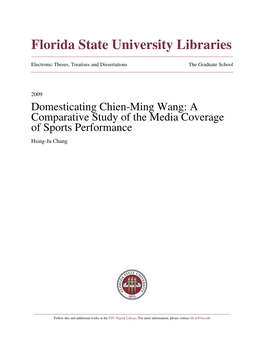 Domesticating Chien-Ming Wang: a Comparative Study of the Media Coverage of Sports Performance Hsing-Ju Chang