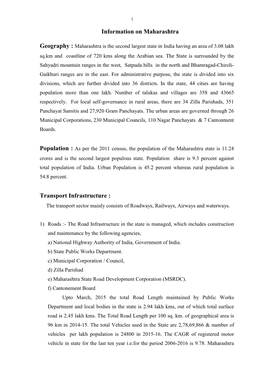 Information on Maharashtra Transport Infrastructure