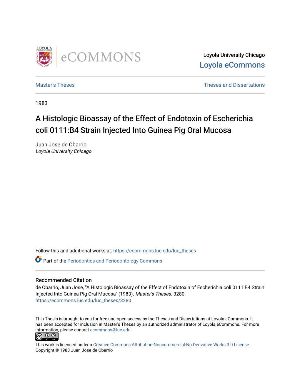 A Histologic Bioassay of the Effect of Endotoxin of Escherichia Coli 0111:B4 Strain Injected Into Guinea Pig Oral Mucosa