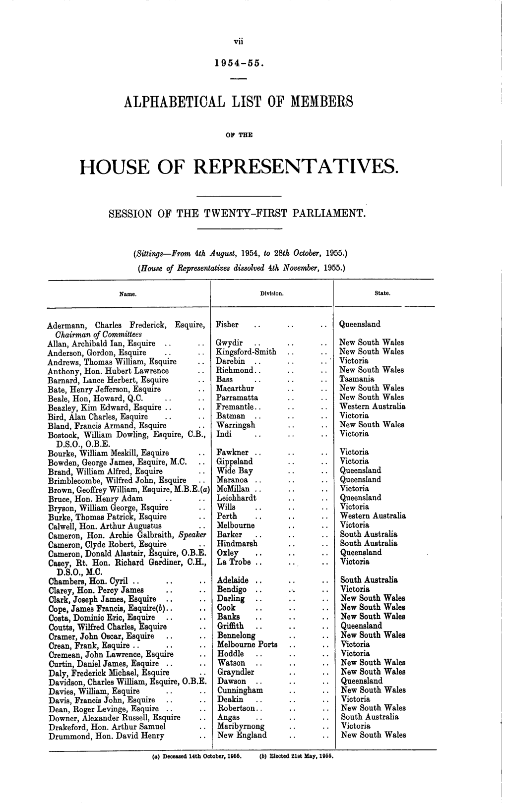 House of Representatives