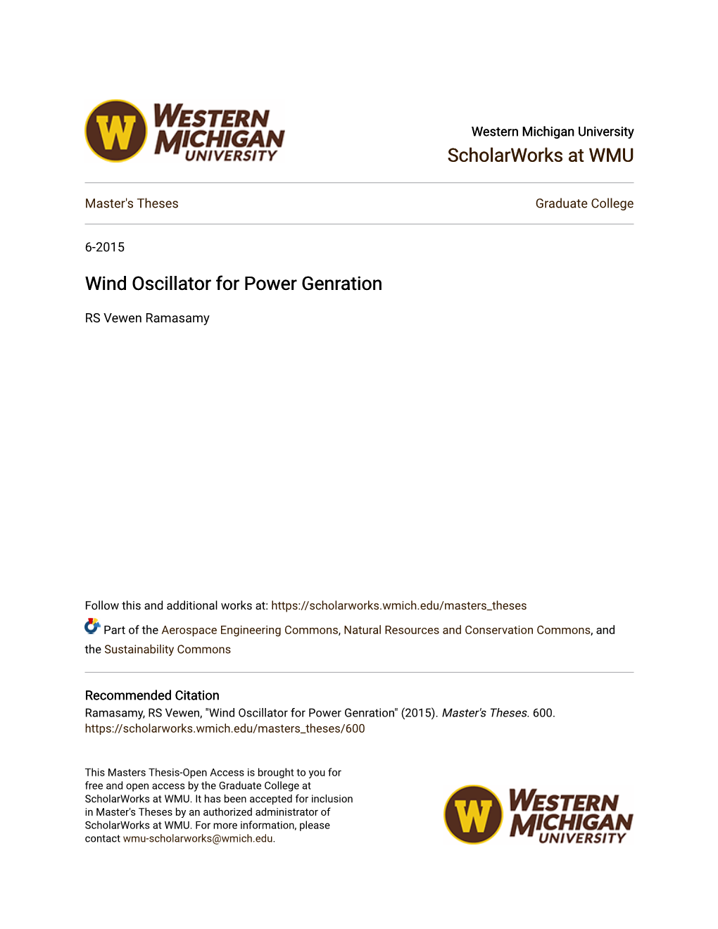 Wind Oscillator for Power Genration