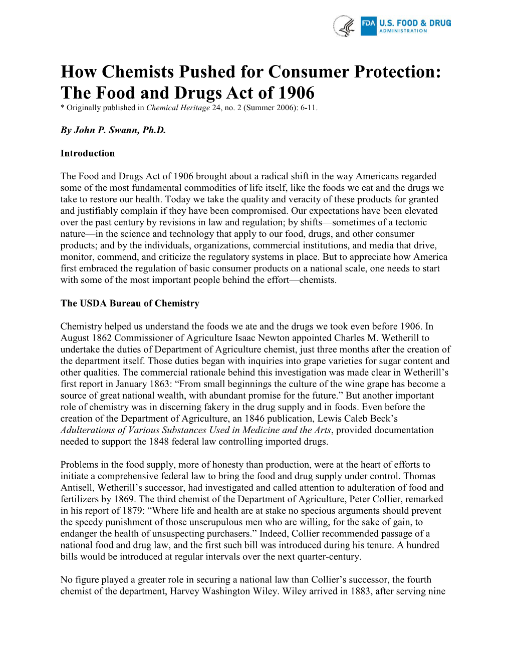 How Chemists Pushed for Consumer Protection:The Food and Drugs Act