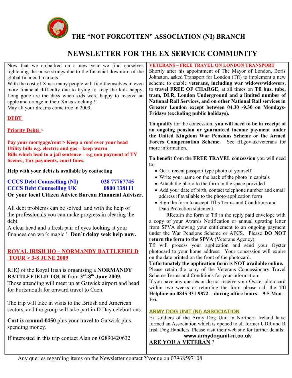 Newsletter for the Ex Service Community