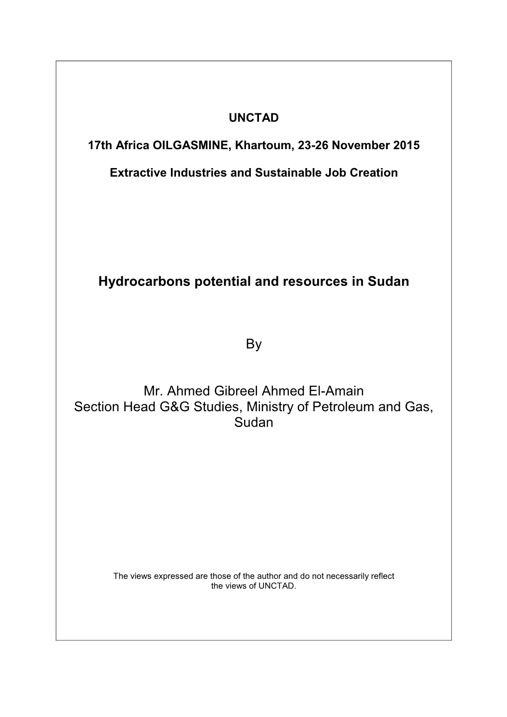 Hydrocarbons Potential and Resources in Sudan