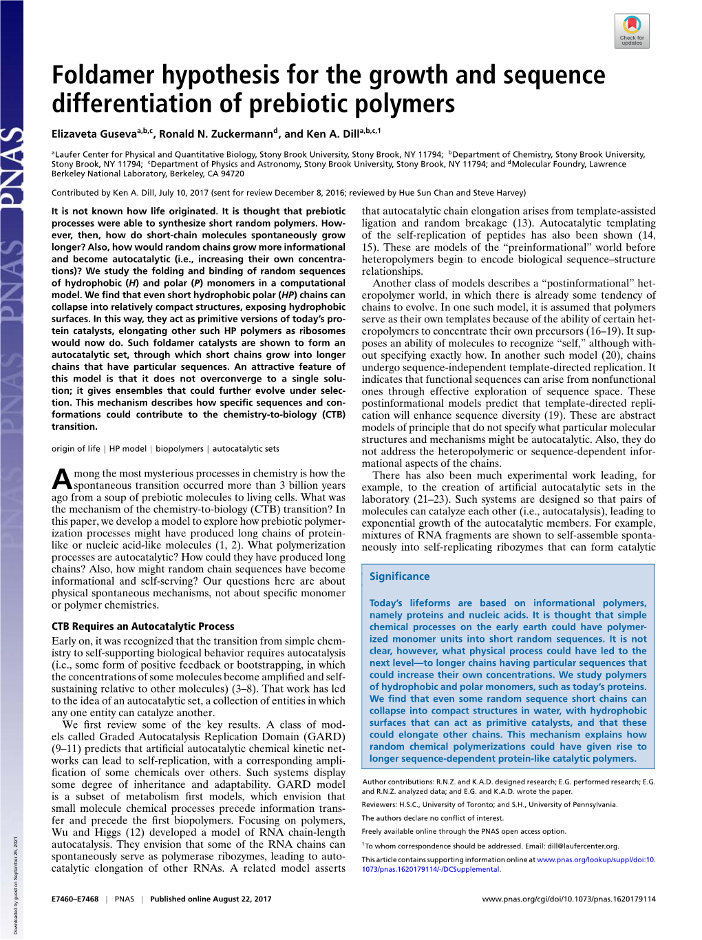 Foldamer Hypothesis for the Growth and Sequence Differentiation of Prebiotic Polymers